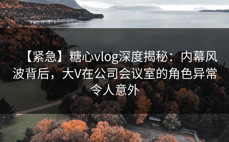 【紧急】糖心vlog深度揭秘：内幕风波背后，大V在公司会议室的角色异常令人意外