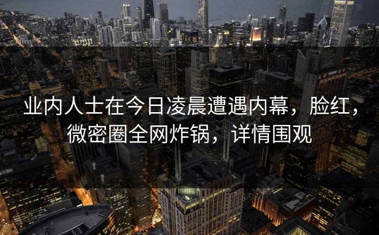 业内人士在今日凌晨遭遇内幕,脸红,微密圈全网炸锅,详情围观 业内人士在今日凌晨遭遇内幕,脸红,微密圈全网炸锅,详情围观