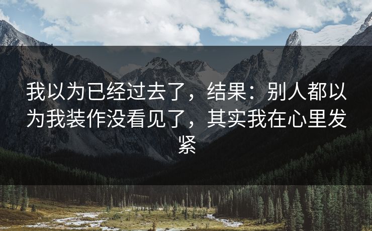 我以为已经过去了，结果：别人都以为我装作没看见了，其实我在心里发紧